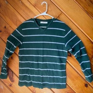 Old Navy Large Sweater Green and Grey Stripes
